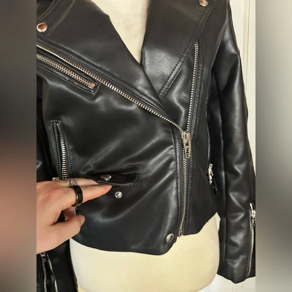 BlankNYC Faux Leather Moto Biker Jacket Goth Punk Skate Motorcycle Whimsygoth - Picture 5 of 9
